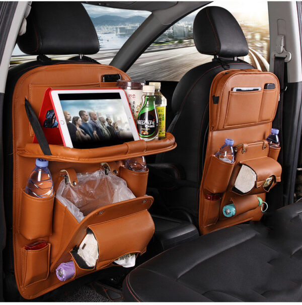 PU Leather Car Storage Bag Multifunction Seat Back Tray Hanging Bag Waterproof Car Organizer Automotive Interior Accessories - Image 8