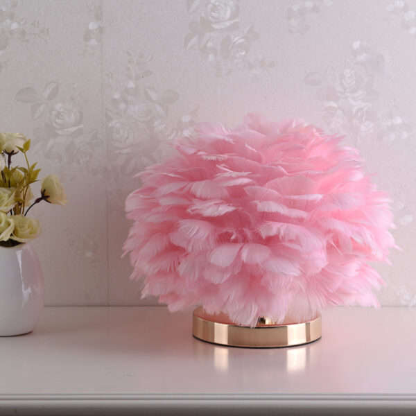 Feather Table Lamp Bedroom Bedside Light Luxury Ins Creative Warm And Romantic Girl Children'S Room Nordic Living Room Floor Lamp - Image 3