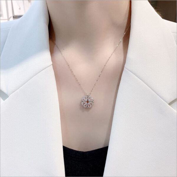 Explosive Style Detachable Deformed Four-leaf Clover Necklace For Women A Multi-wearing Zircon Small Love Short Clavicle Chain - Image 7