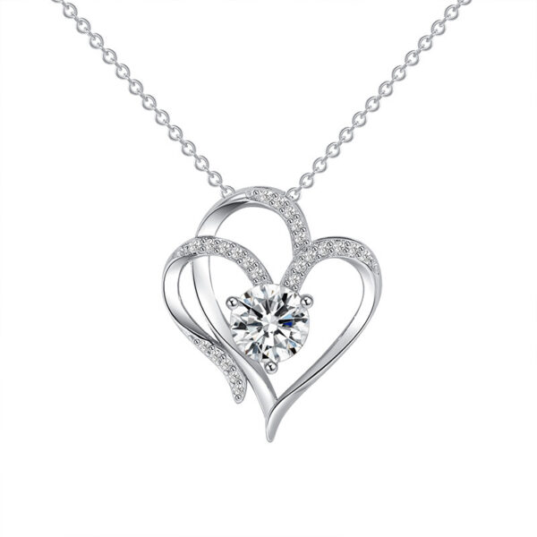 Zircon Double Love Necklace With Rhinestones Ins Personalized Heart-shaped Necklace Clavicle Chain Jewelry For Women Valentine's Day - Image 3