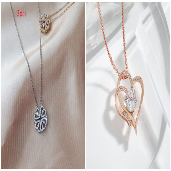 Explosive Style Detachable Deformed Four-leaf Clover Necklace For Women A Multi-wearing Zircon Small Love Short Clavicle Chain - Image 3